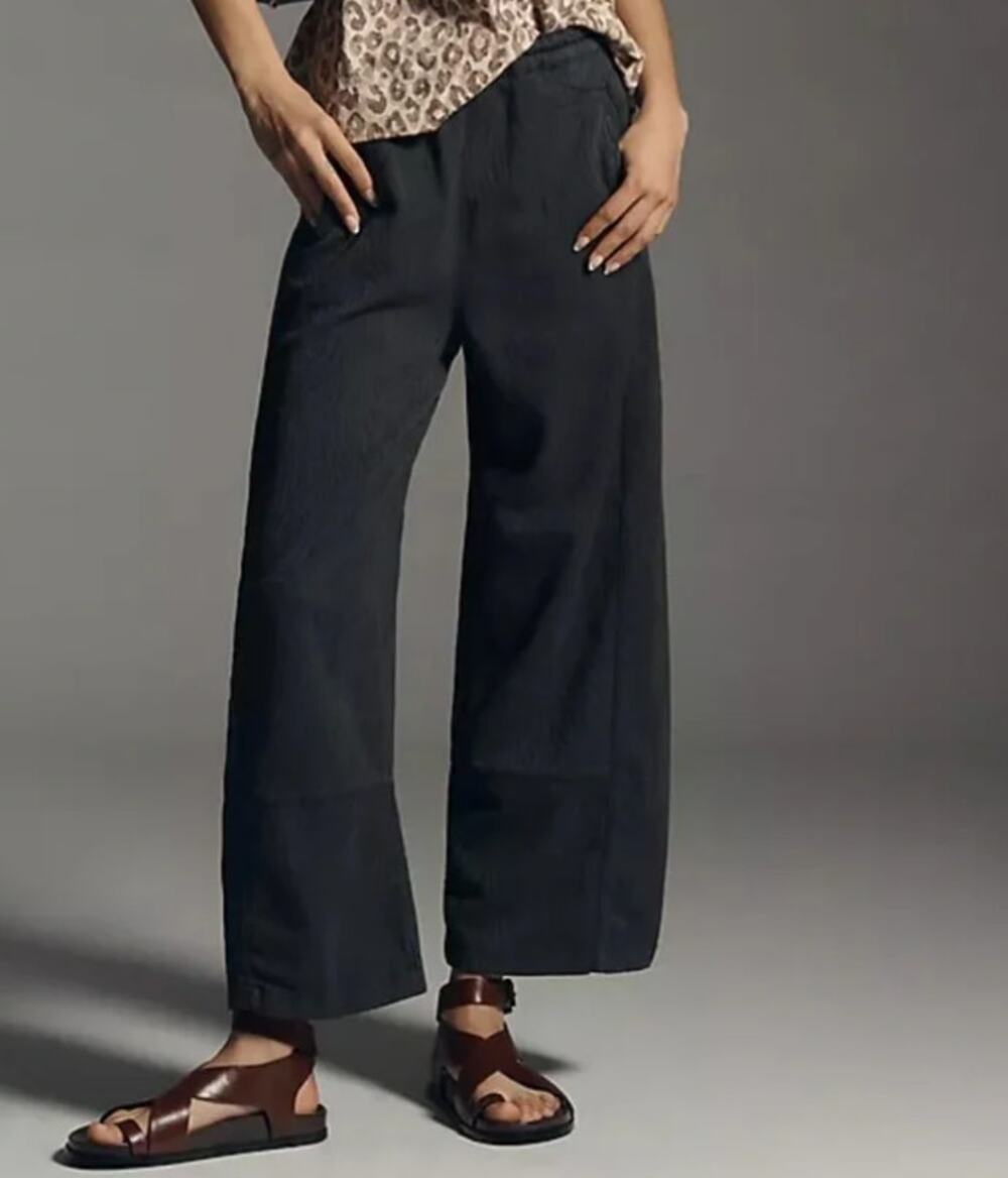 PILCRO Anthropologie Izzie Charcoal Barrel Pull On Pants (XS)